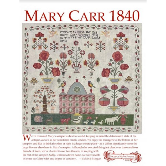 NeedleWorkPress ~ Mary Carr 1840 Reproduction Sampler Pattern