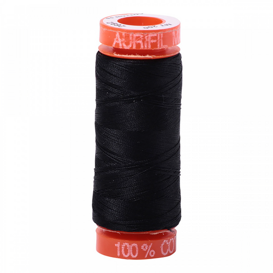 Aurifil ~ Mako Cotton Embroidery/Sewing Thread 50wt 220yds Black ~ 2692