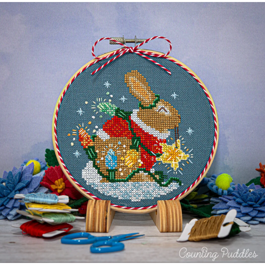 Counting Puddles ~ Rabbit's Bright Winter Night Ornament Pattern