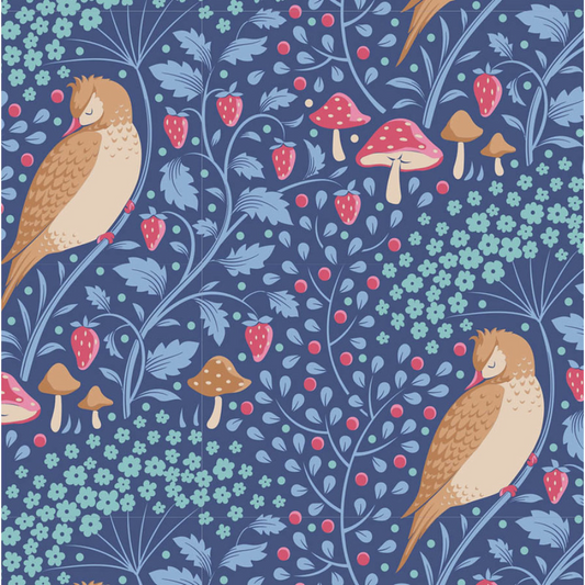 Tilda Fabrics ~ TIL100523 ~ Sleepybird ~ Denim