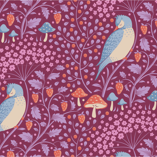 Tilda Fabrics ~ TIL100528 ~ Sleepybird ~ Mulberry