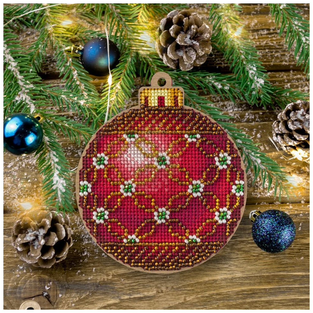 Wonderland ~ Red Christmas Ball Cross Stitch Ornament Kit FLW-021