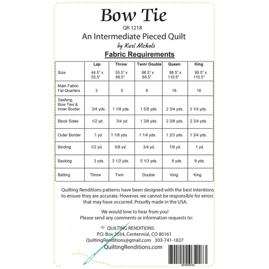 Quilting Renditions ~ Bow Tie Quilt Pattern