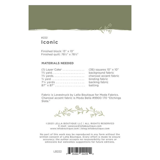 Lella Boutique ~ Iconic Quilt Pattern