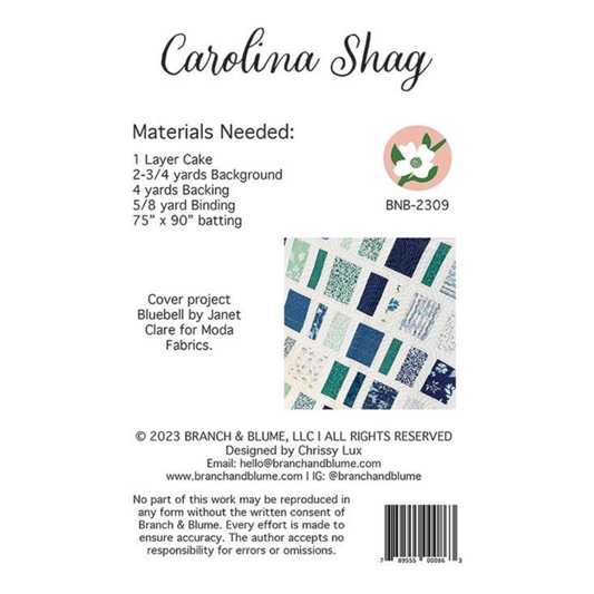 Branch & Blume ~ Carolina Shag Quilt Pattern