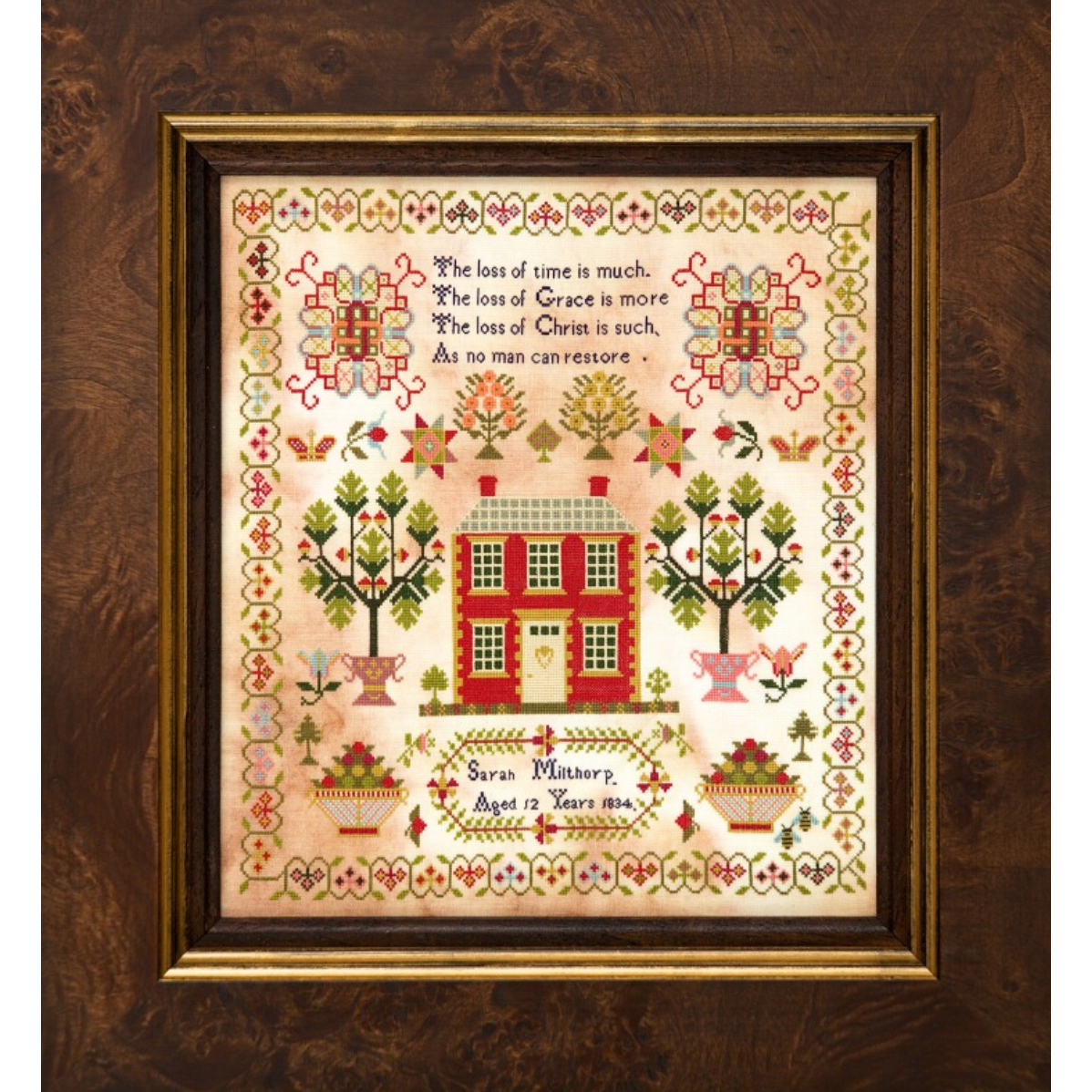 Hands Across The Sea | Sarah Milthorp 1834 Reproduction Sampler
