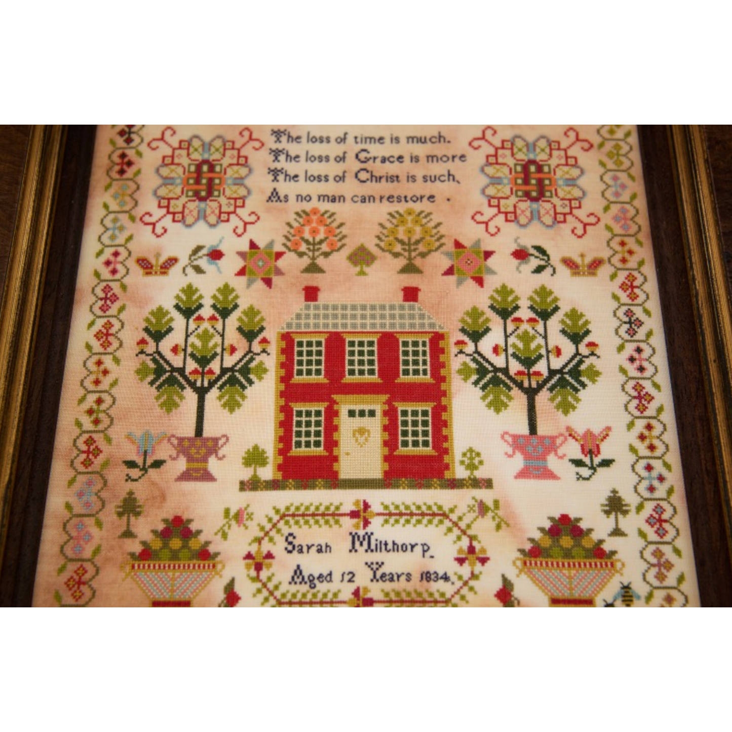 Hands Across The Sea | Sarah Milthorp 1834 Reproduction Sampler