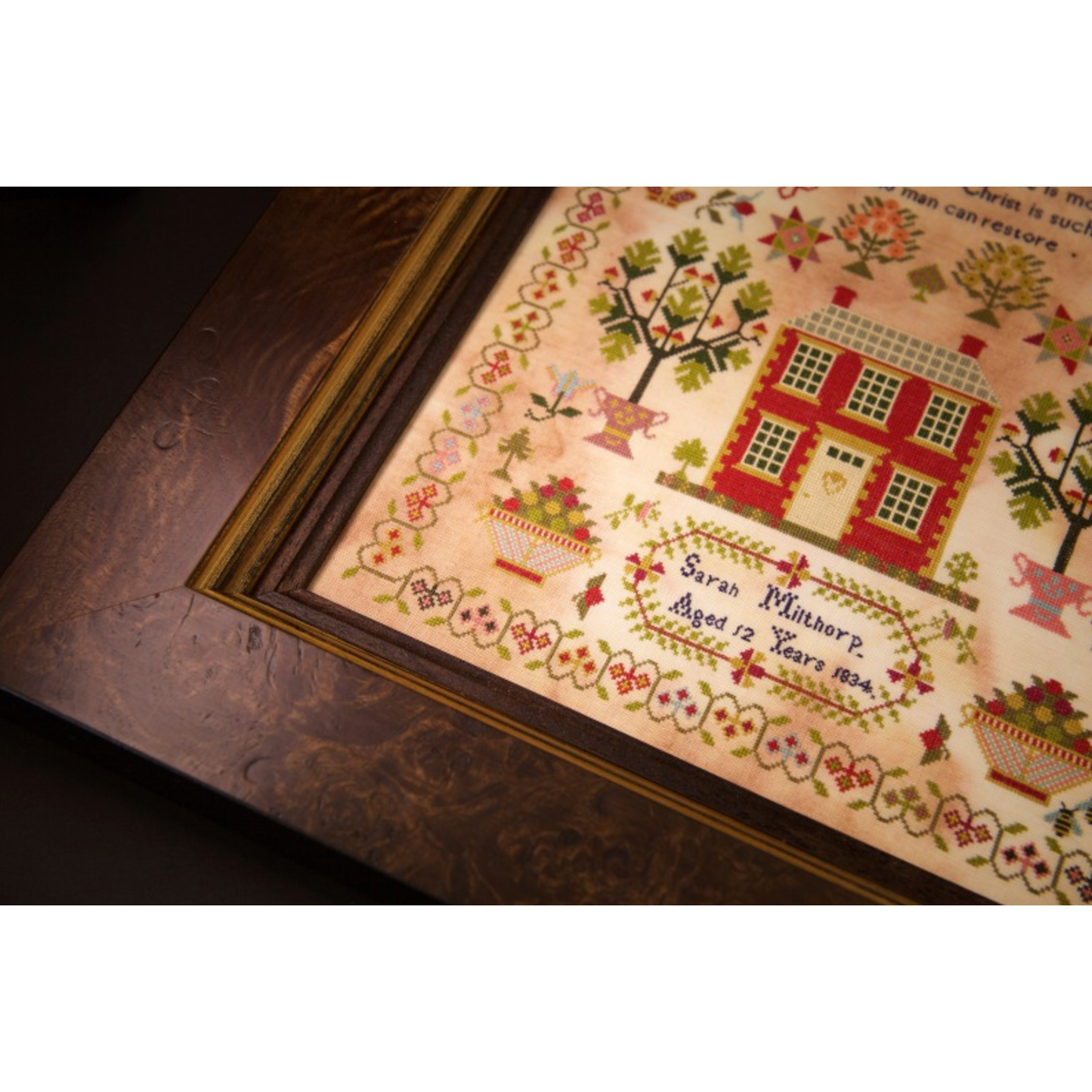 Hands Across The Sea | Sarah Milthorp 1834 Reproduction Sampler