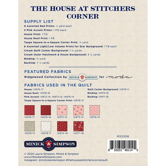 Minick & Simpson ~ The House at Stitcher's Corner Quilt Kit