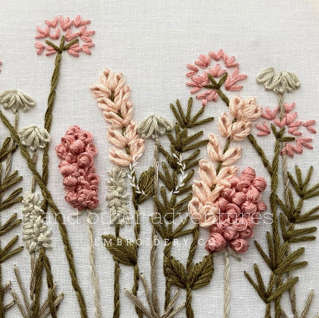 And Other Adventures Embroidery Co | Meadow in Blush & Olive Embroidery Kit