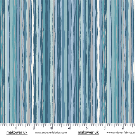 Foxwood ~34" remnant ~ Ripple Stripe Blue ~ MU-019-B