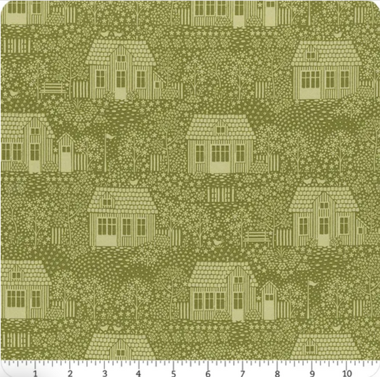 Tilda Fabrics ~ Hometown My Neighborhood Blender Moss TIL110063