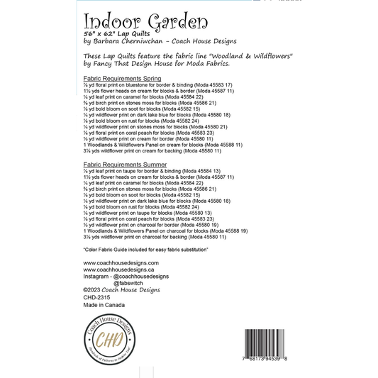 Coach House Designs ~ Indoor Garden Quilt Pattern