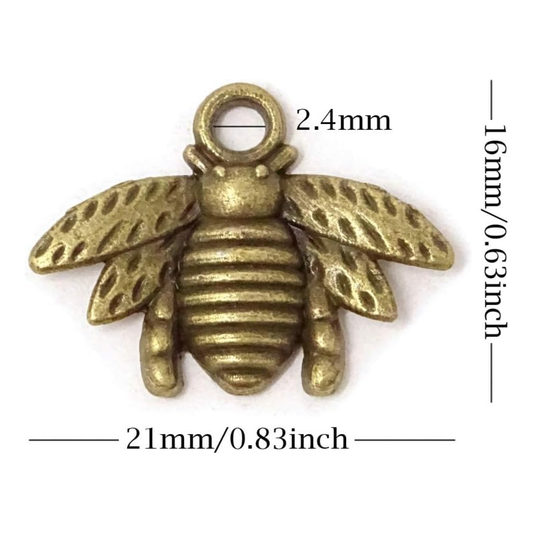 Honbay | 10PCS Alloy Bee Honeybee Charm 21x16mm Antique bronze