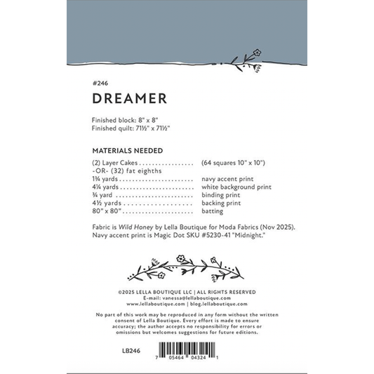 Lella Boutique ~ Dreamer Quilt Pattern and/or Kit