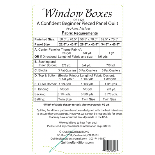 Quilting Renditions ~ Window Boxes Quilt Kit