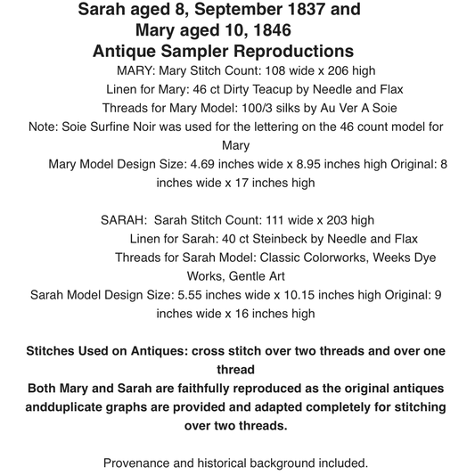 Cross Stitch Antiques | The Sandery Sisters Samplers - Mary MARKET 2026