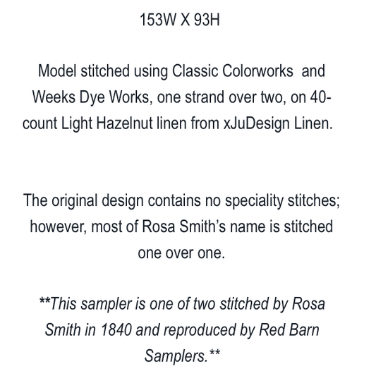 Red Barn Samplers | Rosa Smith 1840 Basket Sampler MARKET 2026