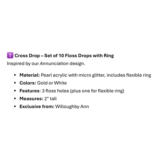 December Stitches | Cross Drop – Set of 10 Floss Drops with Ring MARKET 2026
