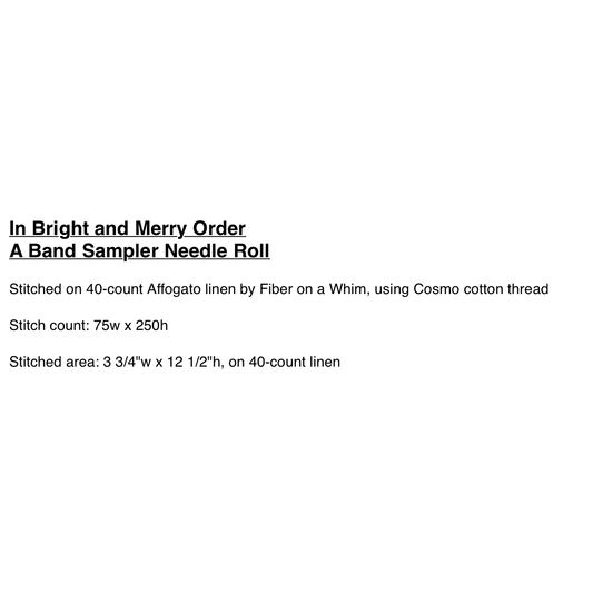 My Sister's Samplers | In Bright and Merry Order A Band Sampler Needle Roll MARKET 2026