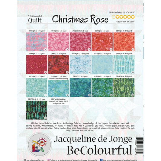 Jacqueline de Jonge ~ Christmas Rose Paper Piecing Quilt Pattern