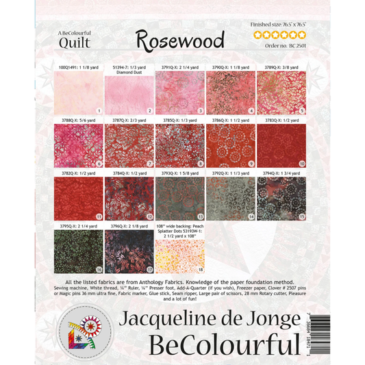 Jacqueline de Jonge ~ Rosewood Quilt Pattern and/or Kit