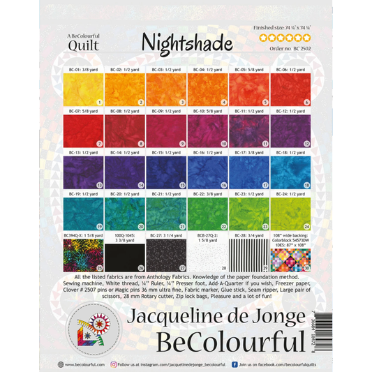 Jacqueline de Jonge ~ Nightshade Quilt Pattern and/or Kit