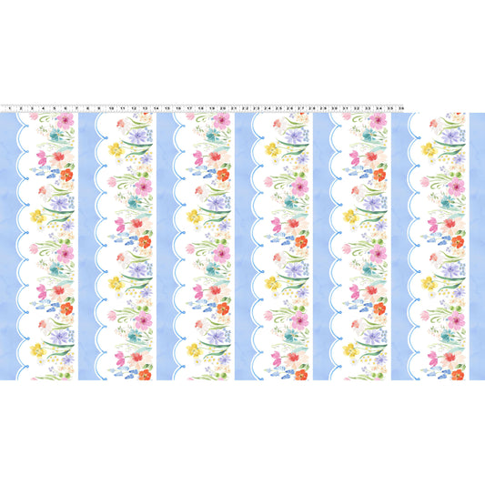 Spring Cheer ~ Pictoral Stripe ~ Y4688-87 Multi