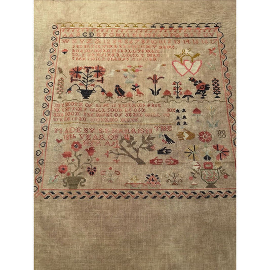 Cross Stitch Antiques | SS Harris, Heart in Hand Sampler MARKET 2026