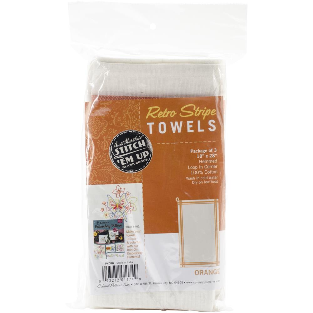 Stitch 'Em Up Retro Stripe Towels - Orange