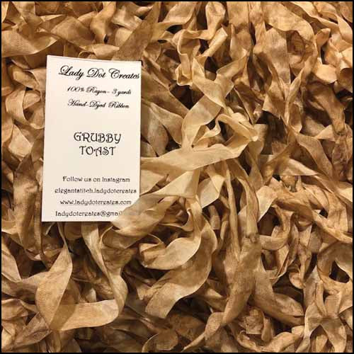 Lady Dot Creates ~ Rayon Ribbon - Grubby Toast