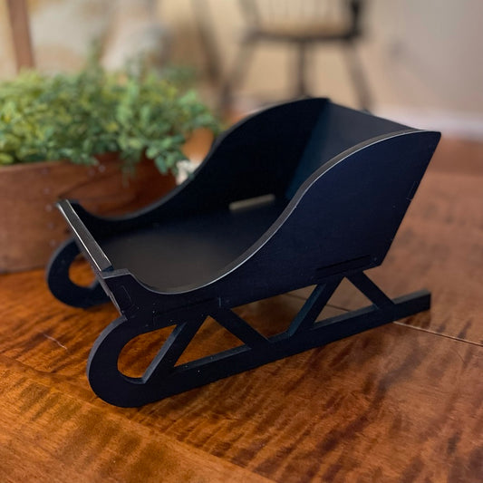 Cabranmary Woods ~ Black Distressed Wooden Sleigh