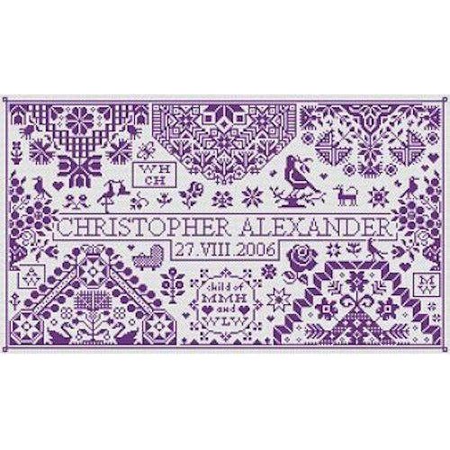 Long Dog Samplers | Bienvenue Birth Sampler Pattern