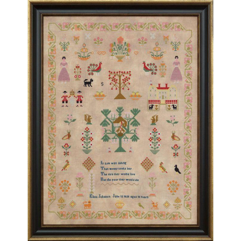 Hands Across The Sea ~ Eliza Johnson 1828 Reproduction Sampler Pattern