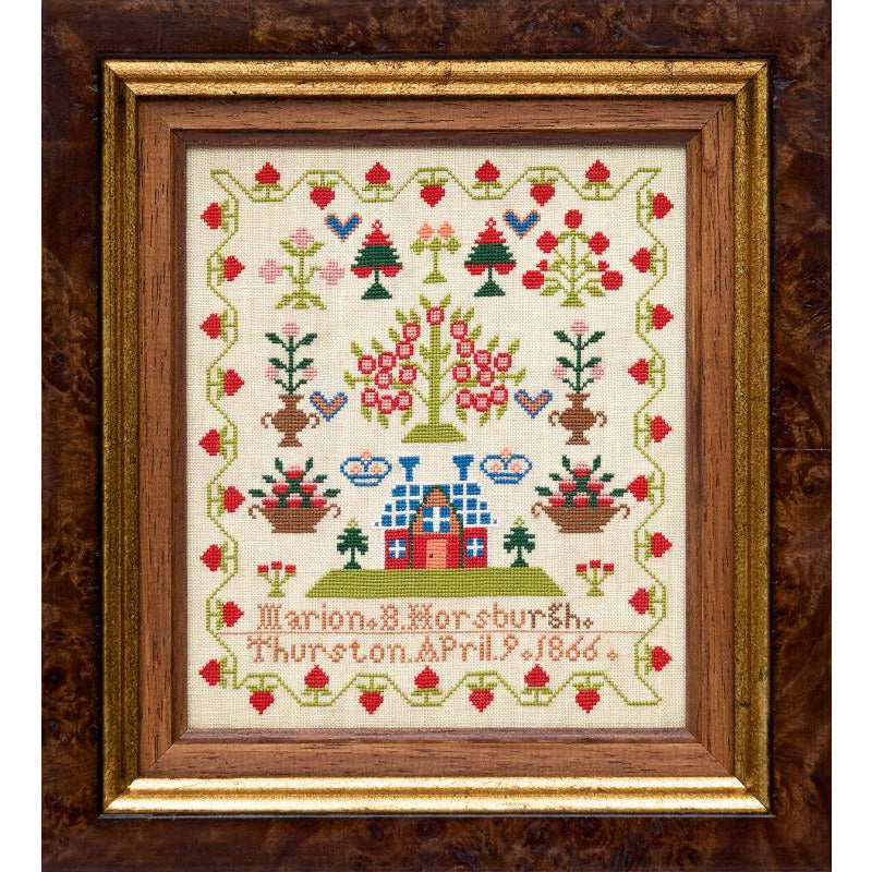 Hands Across The Sea ~ Little Gems Series - Marion B Horsburgh 1866 Sampler Pattern PDF