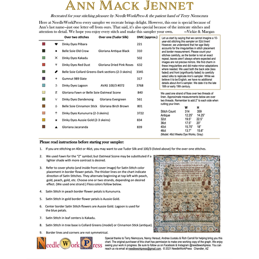 NeedleWorkPress ~ Ann Mack Jennet Sampler Pattern