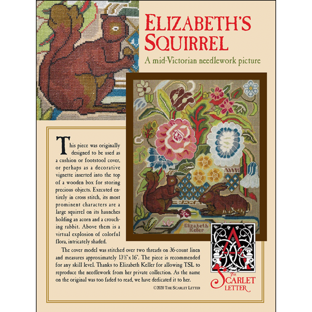 The Scarlet Letter ~ Elizabeth's Squirrel Reproduction Sampler Pattern