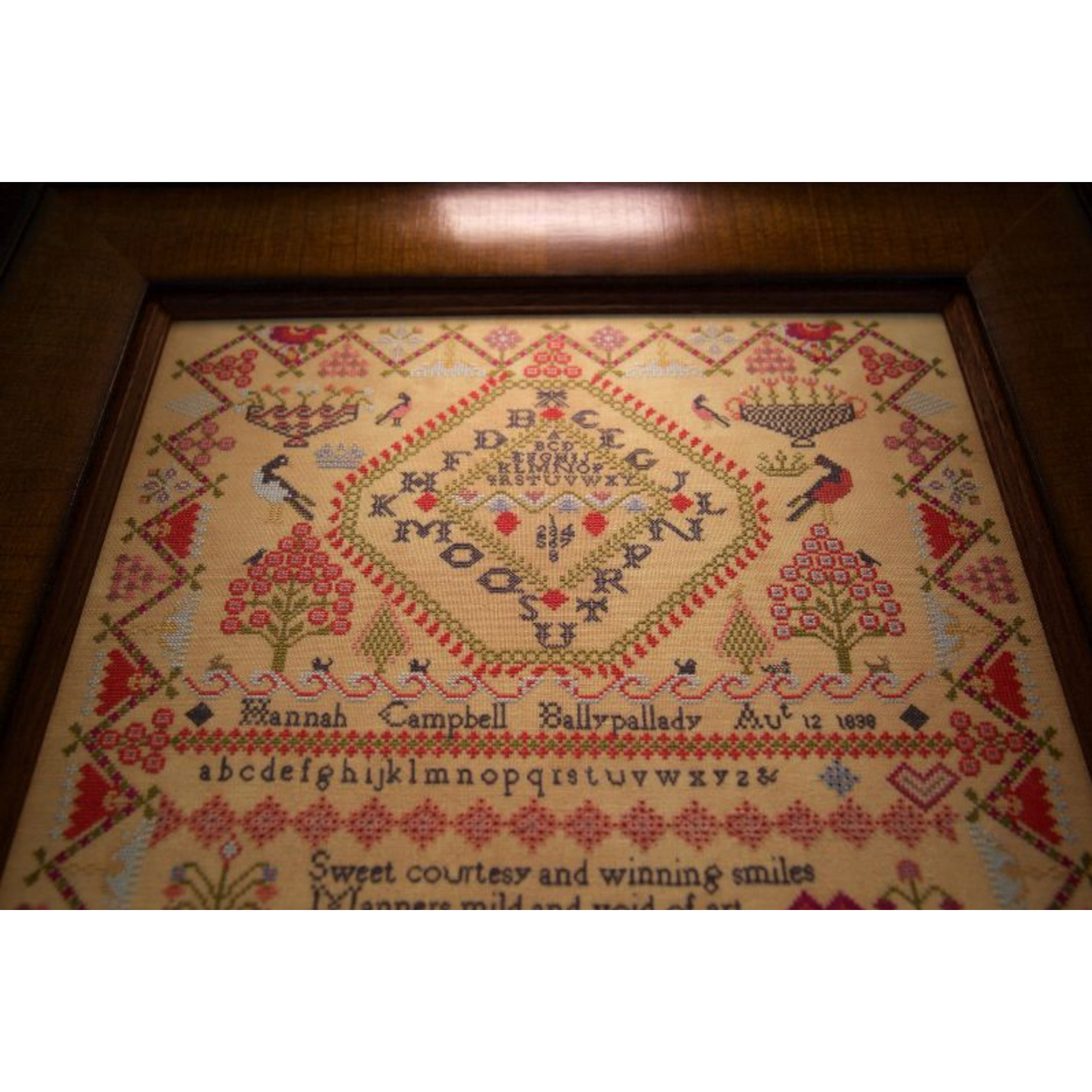 Hands Across The Sea ~ Hannah Campbell 1838 Sampler Pattern PDF