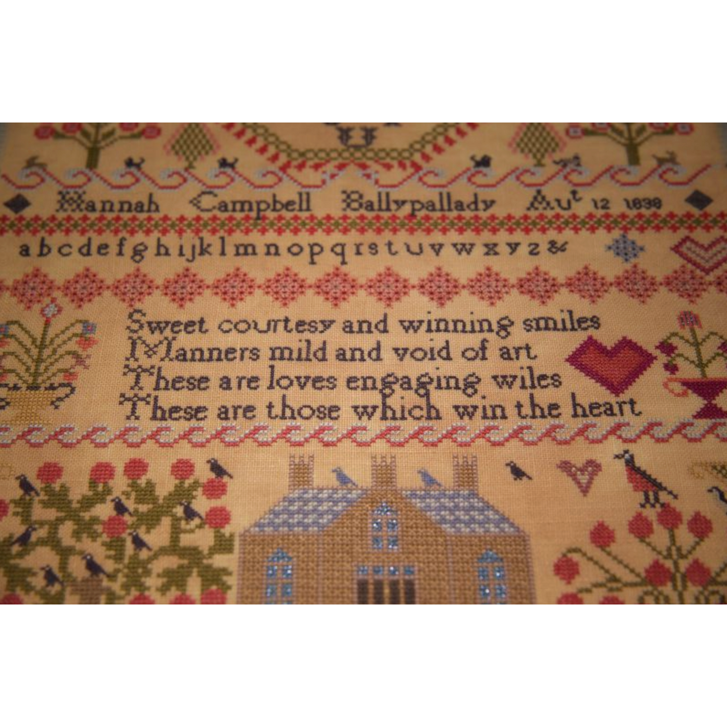 Hands Across The Sea ~ Hannah Campbell 1838 Sampler Pattern PDF