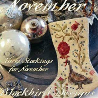 Splended September Stocking Series Cross Stitch Pattern, Blackbird Designs