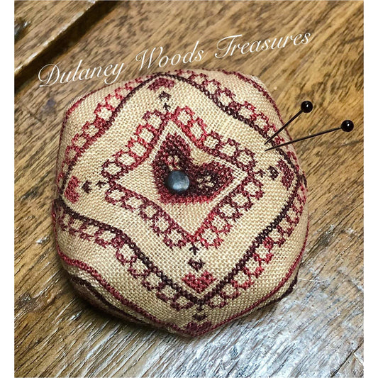 Dulaney Woods | Queen of Hearts Biscornu Pattern