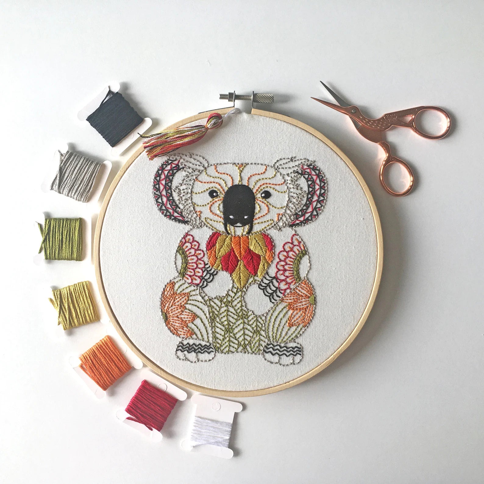 Contrast color stitching three-dimensional functional embroidery