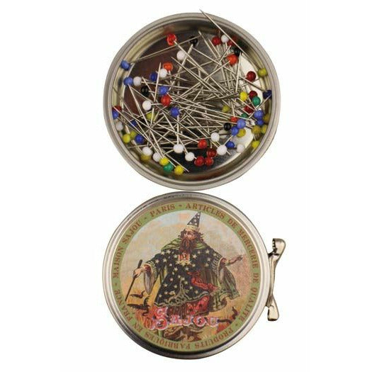 Sajou Magician Metal Tin with Glass Headed Pins