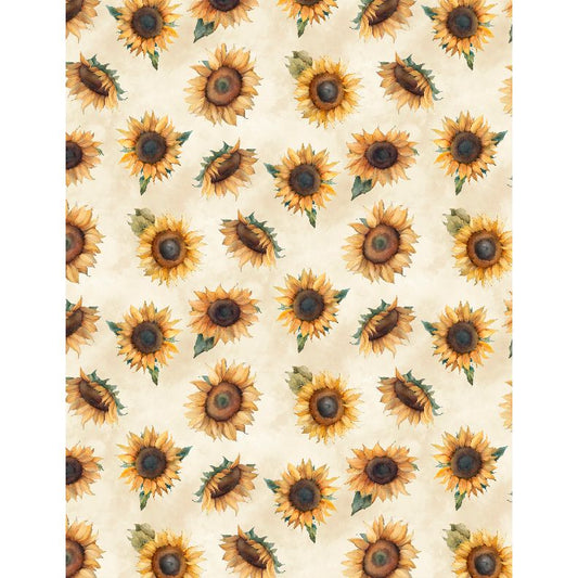 Sunkissed ~ Tossed Sunflowers ~ 1665-33917-125 Cream