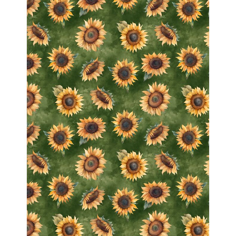 Sunkissed ~ Tossed Sunflowers ~ 1665-33917-725 Green