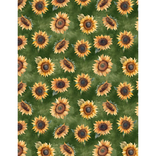 Sunkissed ~ Tossed Sunflowers ~ 1665-33917-725 Green