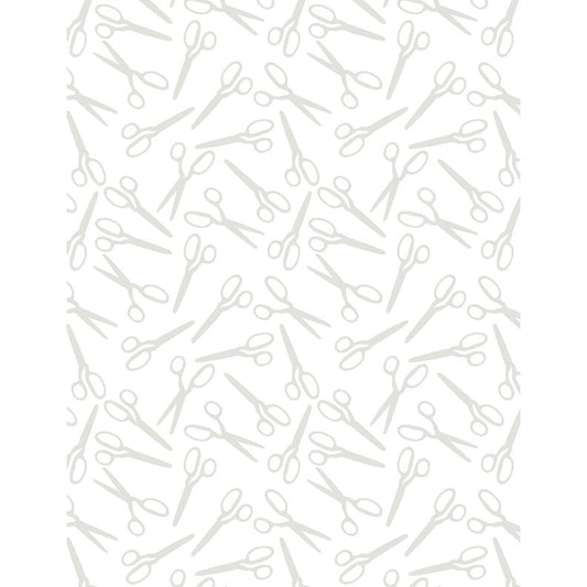 Sew Happy ~ Scissor Toss White on White ~ 1817-39151-100