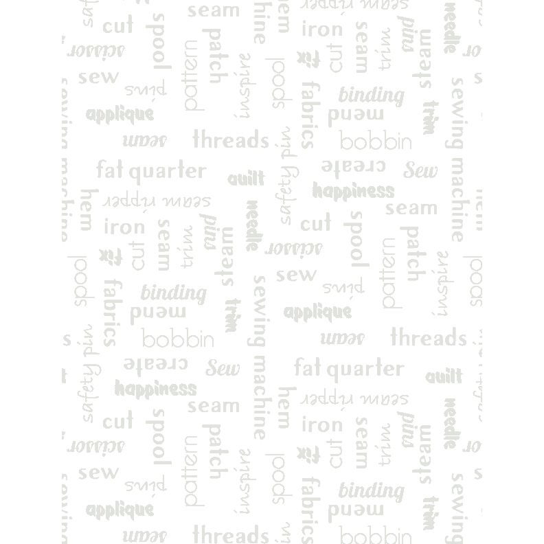 Sew Happy ~ Word Toss White on White ~ 1817-39152-100