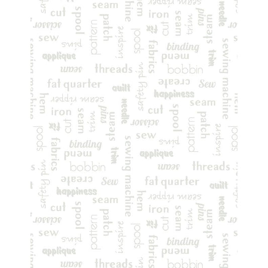 Sew Happy ~ Word Toss White on White ~ 1817-39152-100