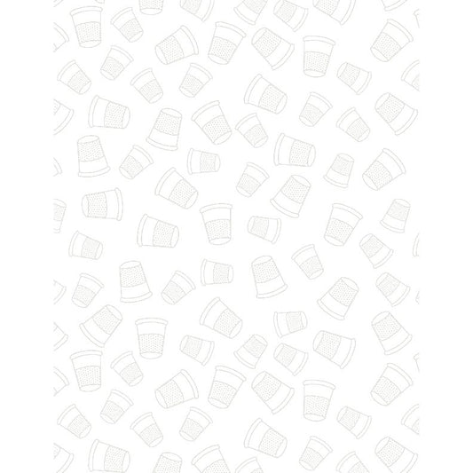 Sew Happy ~ Thimbles White on White ~ 1817-39155-100